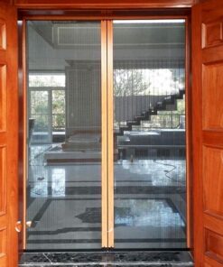 Cửa lưới chống muỗi dạng xếp màu vân gỗ