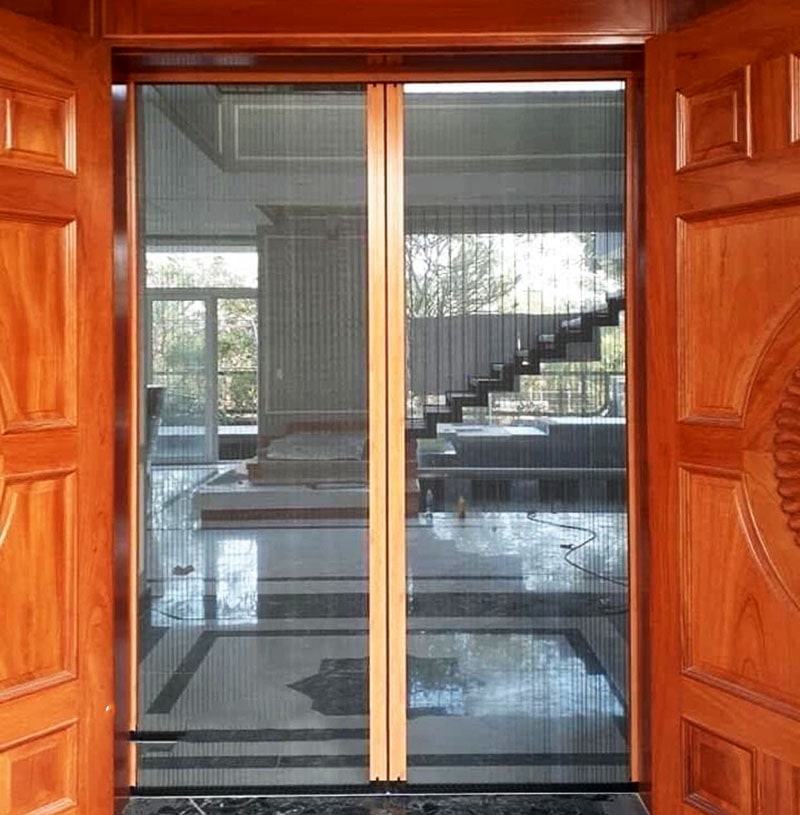 Thiết kế khung nhôm và sợi lưới của xửa muỗi xếp ngang 